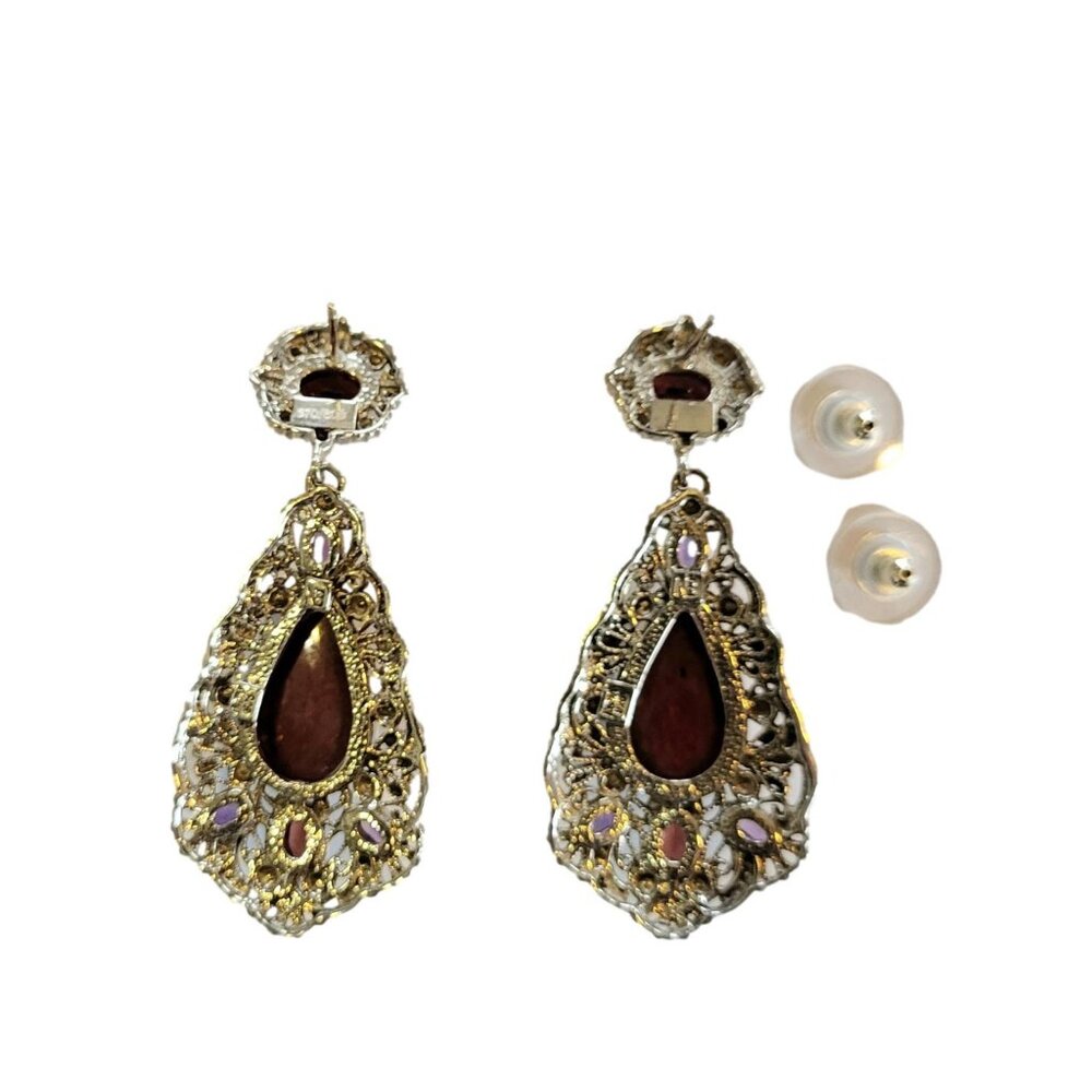 Nicky Butler Ruby Corundum & Gemstone RAJ Drop Earrings .925 Sterling Silver - Picture 4 of 6